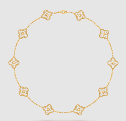 [[Radiant Gem]¯]CLOVER 10 MOTIFS FULL DIAMOND NECKLACE