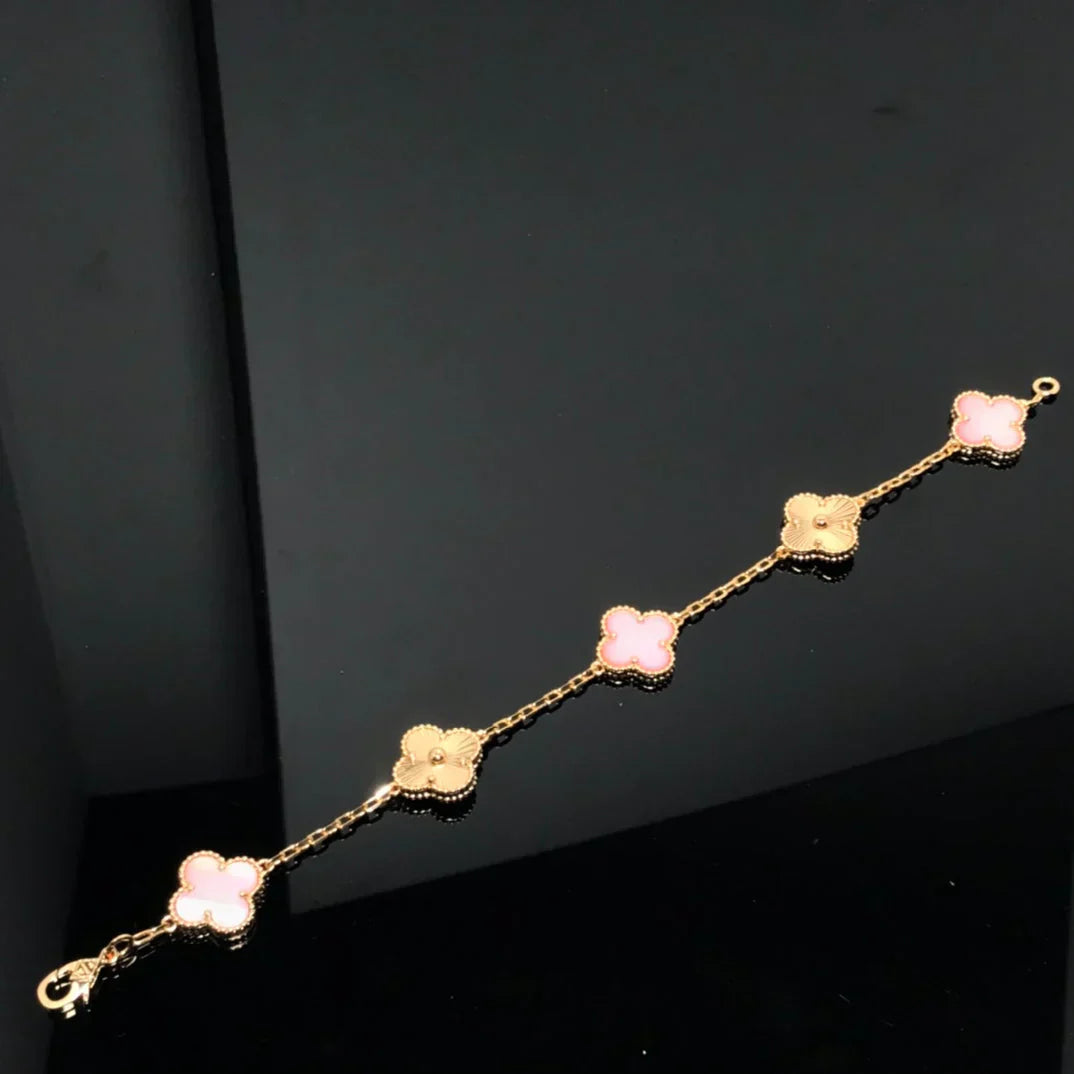 [Radiant Gem]New  CLOVER 5 MOTIFS  PINK MOP BRACELET COLLECTION