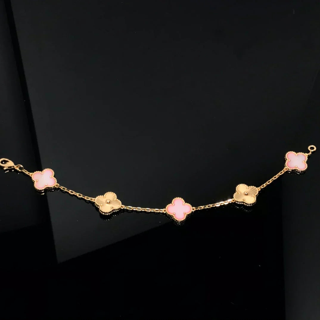 [Radiant Gem]New  CLOVER 5 MOTIFS  PINK MOP BRACELET COLLECTION