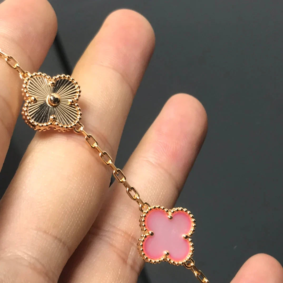 [Radiant Gem]New  CLOVER 5 MOTIFS  PINK MOP BRACELET COLLECTION