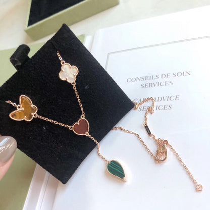 [Radiant Gem]¯LUCKY SPRING 4 MOTIFS ROSE GOLD NECKLACE