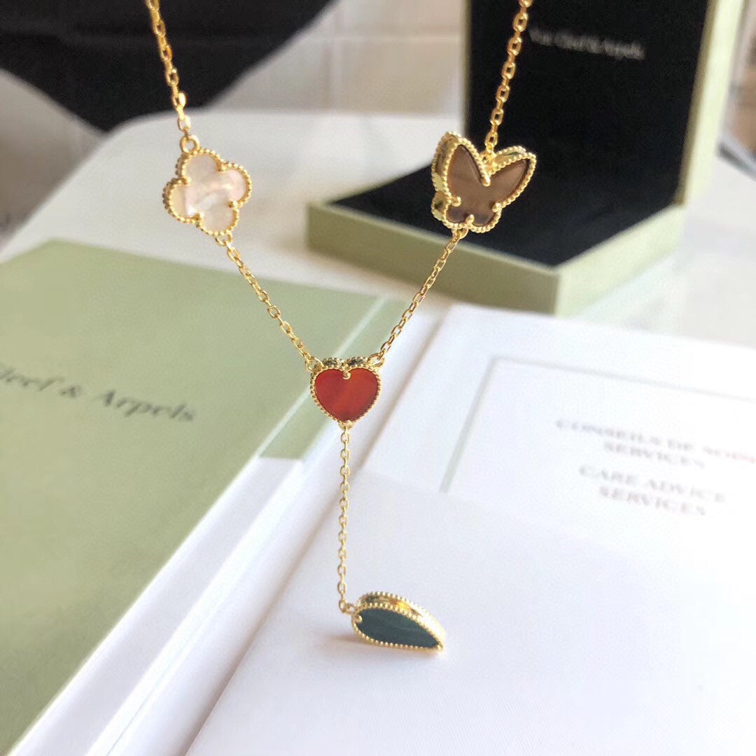 [Radiant Gem]¯LUCKY SPRING 4 MOTIFS ROSE GOLD NECKLACE