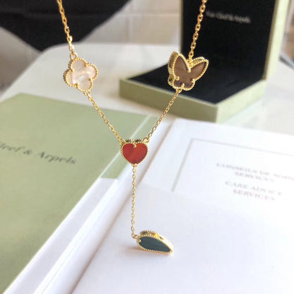 [Radiant Gem]¯LUCKY SPRING 4 MOTIFS ROSE GOLD NECKLACE