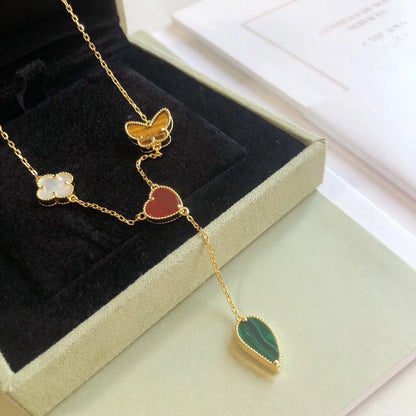 [Radiant Gem]¯LUCKY SPRING 4 MOTIFS ROSE GOLD NECKLACE