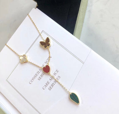 [Radiant Gem]¯LUCKY SPRING 4 MOTIFS ROSE GOLD NECKLACE