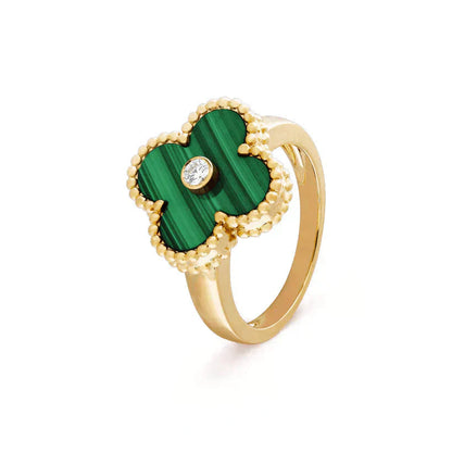 [Radiant Gem]¯CLOVER MALACHITE RING GOLD DIAMOND