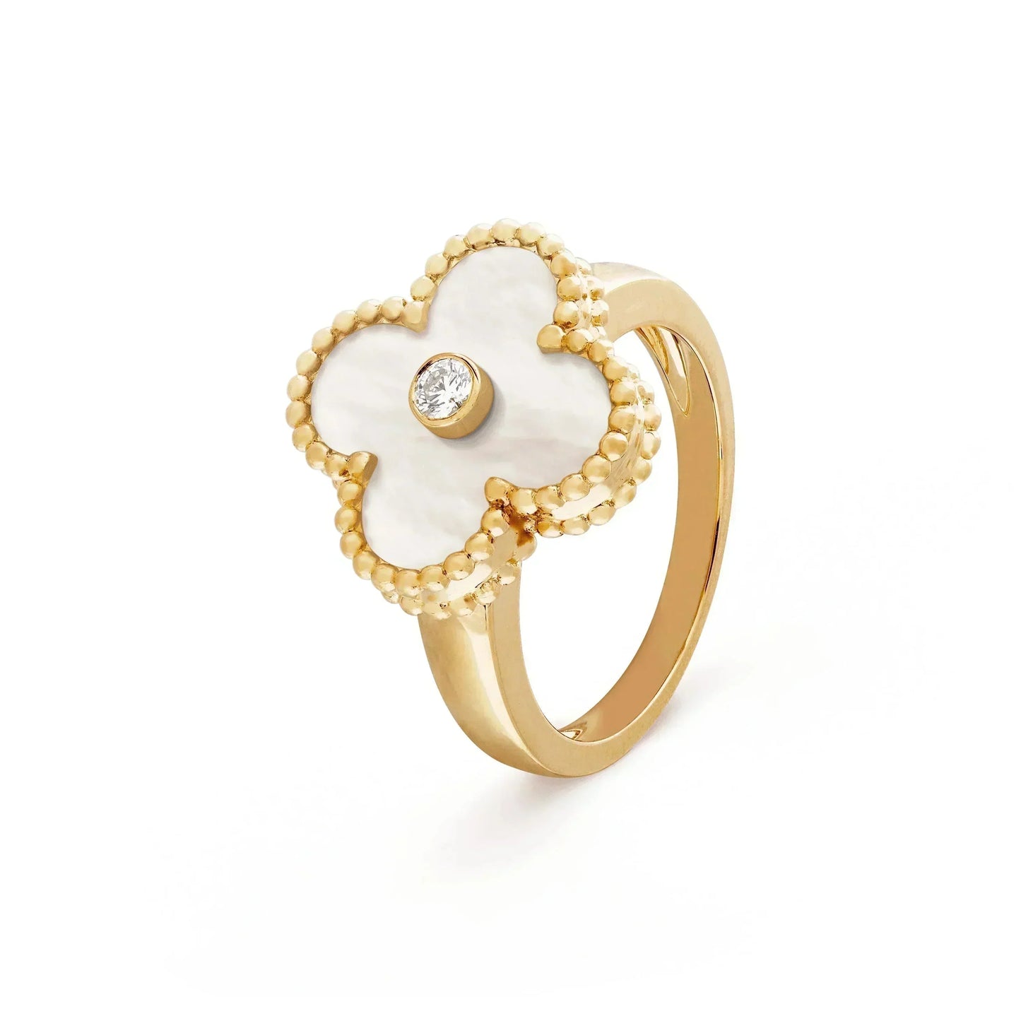 [Radiant Gem]¯CLOVER PINK MOP RING GOLD DIAMOND