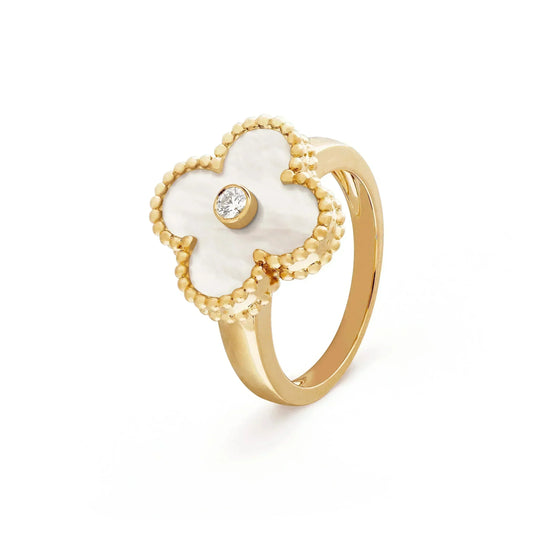 [Radiant Gem]¯CLOVER PINK MOP RING GOLD DIAMOND